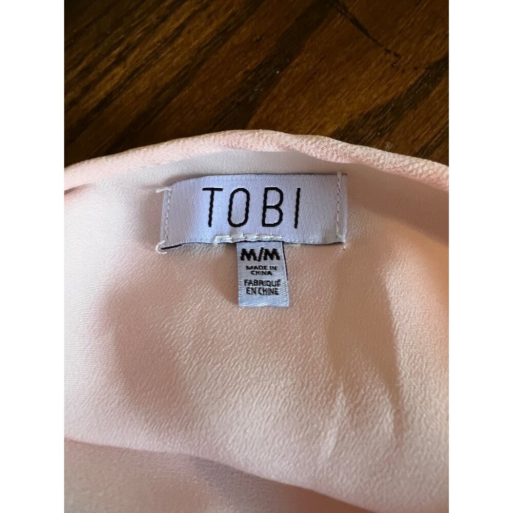 Tobi Pink Halter Mini Dress Chiffon Beaded Collar/neckline Shift Backless HoCo M - Picture 5 of 8